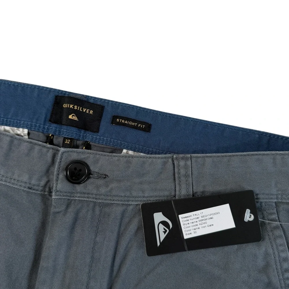 Quiksilver Everyday Chino Mens 32x32 Straight Fit Pants Gray Iron Gate Casual
